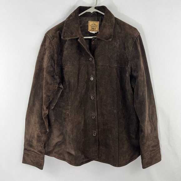 Ami Jackets & Blazers - Vintage AMI Womens Sz L Brown Button Up Suede Leather Jacket - Fall Winter 244S